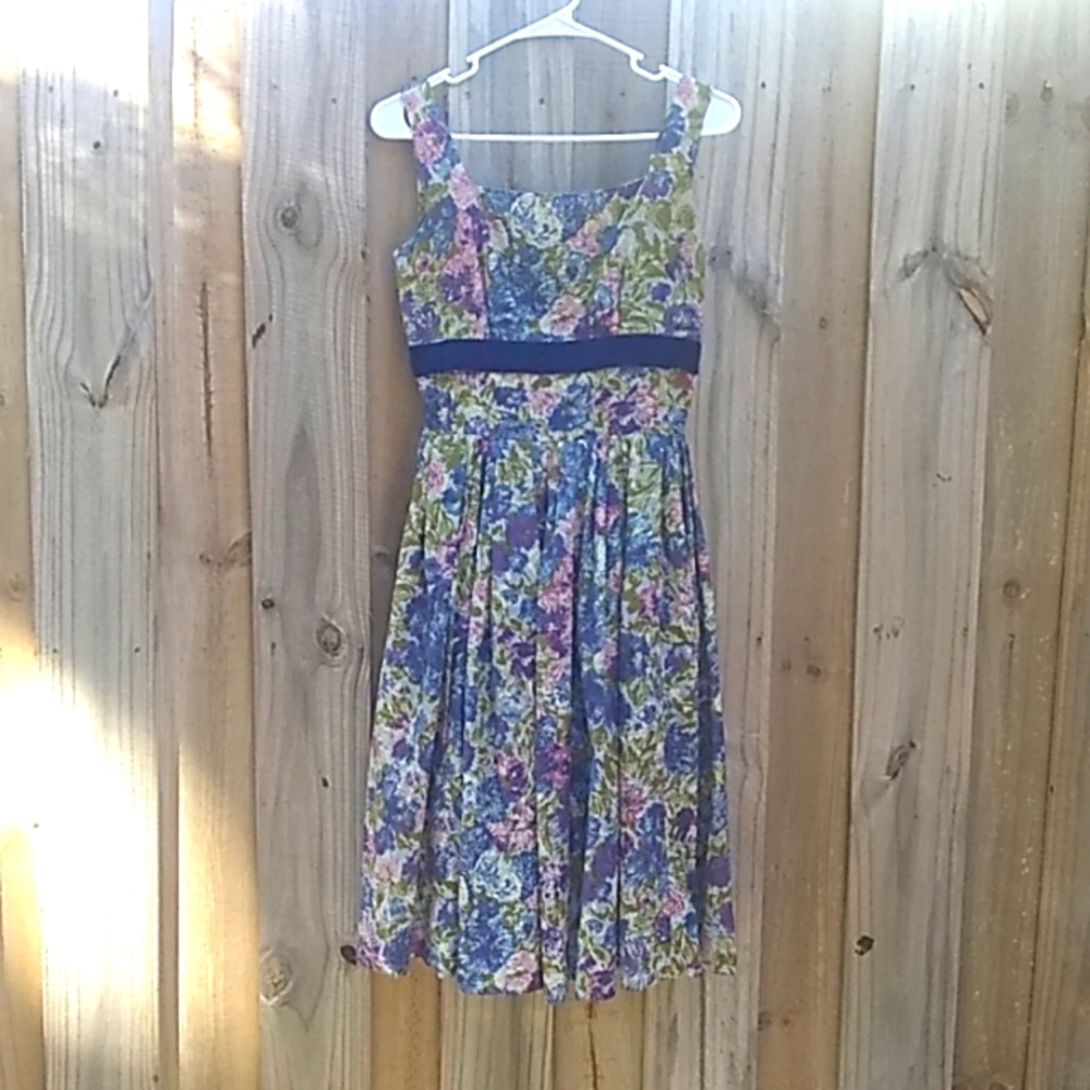 1950s Vintage Handmade Floral Dress XS